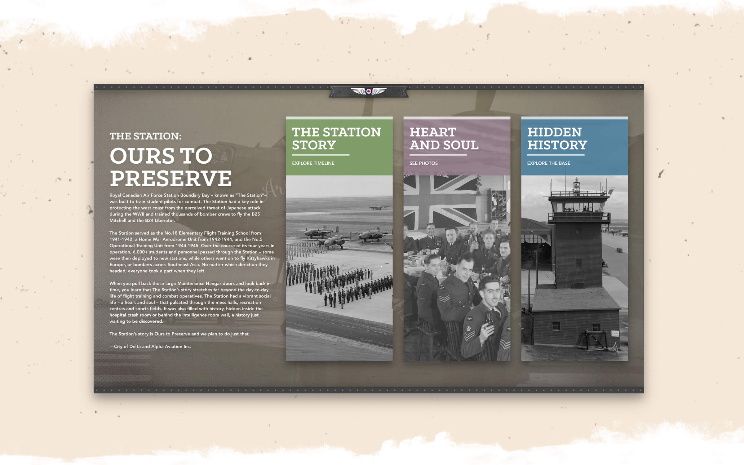 Boundary Bay Airport - Interactive Exhibit Home Screen